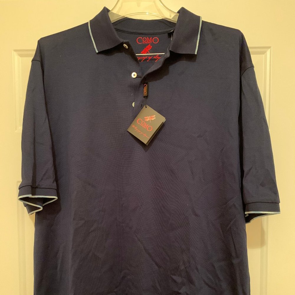 Como Sport Golf Shirt Polo Mens Short Sleeve Navy